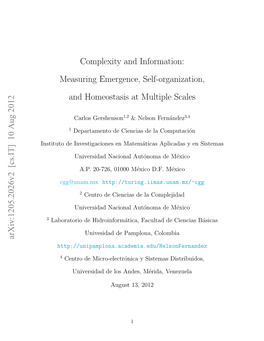 Measuring Emergence, Self-Organization, and Homeostasis at Multiple Scales