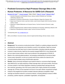 Predicted Coronavirus Nsp5 Protease Cleavage Sites in The