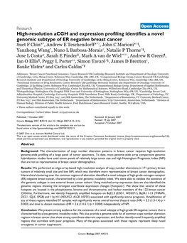 High-Resolution Acgh and Expression Profiling Identifies a Novel Genomic