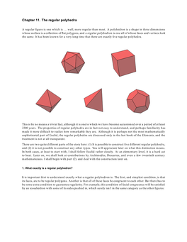 Chapter 11. the Regular Polyhedra