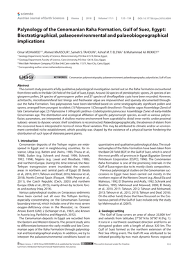 Palynology of the Cenomanian Raha Formation, Gulf of Suez, Egypt: Biostratigraphical, Palaeoenvironmental and Palaeobiogeographical Implications