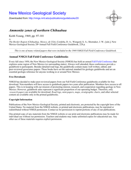 Ammonite Zones of Northern Chihuahua Keith Young, 1969, Pp