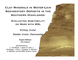 Clay Minerals in Water-Lain Sedimentary Deposits in the Southern Highlands