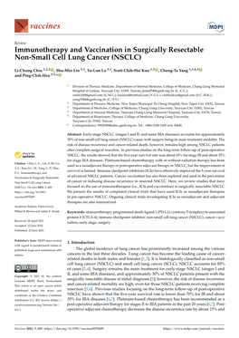 Immunotherapy and Vaccination in Surgically Resectable Non-Small Cell Lung Cancer (NSCLC)