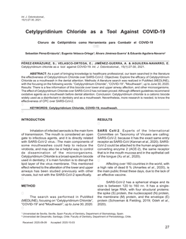 Cetylpyridinium Chloride As a Tool Against COVID-19
