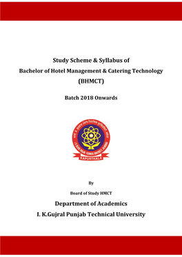 Study Scheme & Syllabus of (BHMCT)