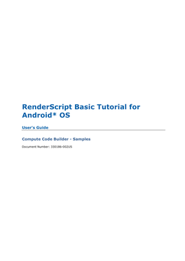 Renderscript Basic Tutorial for Android* OS
