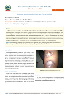 Cutaneous Leishmaniasis Case Report and Therapeutic Trial