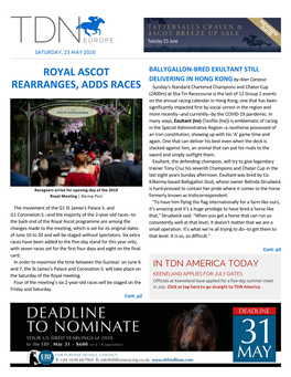 Royal Ascot Rearranges, Adds Races Cont
