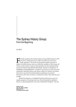 The Sydney History Group: from the Beginning