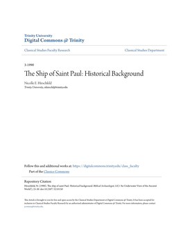 The Ship of Saint Paul: Historical Background