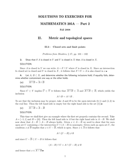 Part 2 II. Metric and Topological Spaces