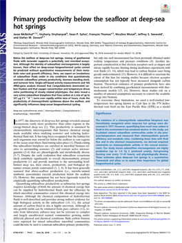 Primary Productivity Below the Seafloor at Deep-Sea Hot Springs