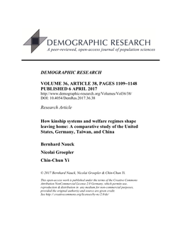 How Kinship Systems and Welfare Regimes Shape Leaving Home: a Comparative Study of the United States, Germany, Taiwan, and China