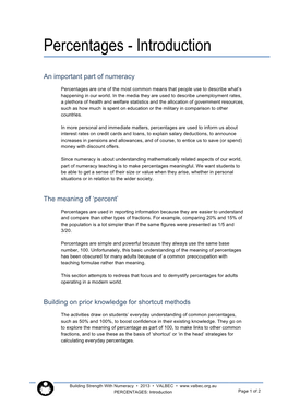 Percentages - Introduction