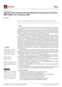 Report of the 1St International Electronic Conference on Toxins (IECT2021), 16–31 January 2021