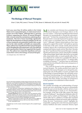 BRIEF REPORT the Biology of Manual Therapies