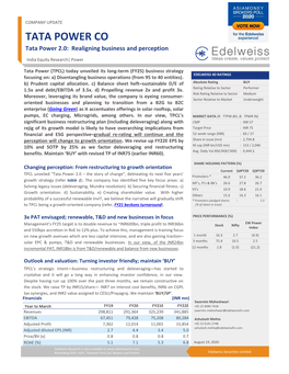 TATA POWER CO Tata Power 2.0: Realigning Business and Perception E India Equity Research| Power