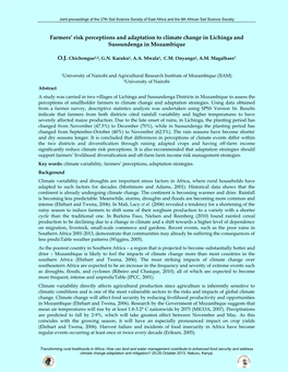 Farmers' Risk Perceptions and Adaptation to Climate Change In