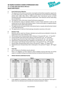 Isf World Schools Games Gymnasiade 2018 Selection