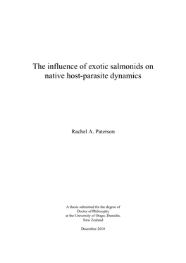 The Influence of Exotic Salmonids on Native Host-Parasite Dynamics