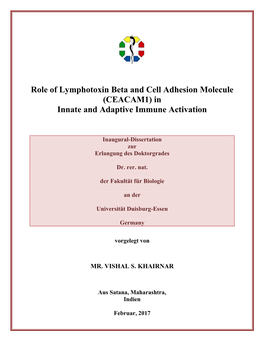Role of Lymphotoxin Beta and Cell Adhesion Molecule (CEACAM1) in Innate and Adaptive Immune Activation
