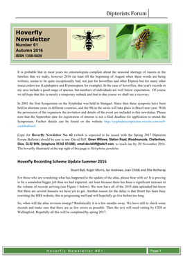 Hoverfly Newsletter No