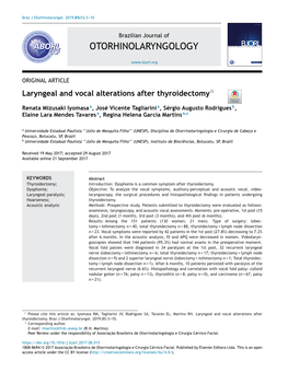 Laryngeal and Vocal Alterations After Thyroidectomy
