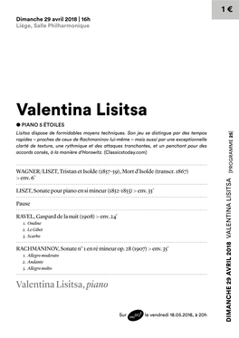 Valentina Lisitsa Liège, Salle Philharmonique Dimanche 29 Avril 2018 |16H Andante2
