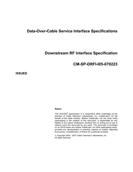 Data-Over-Cable Service Interface Specifications Downstream RF