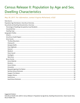 Census Release II: Population by Age and Sex, Dwelling Characteristics