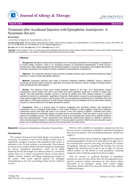 Treatment After Accidental Injection With