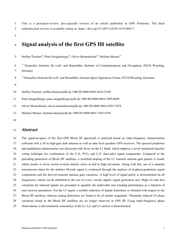 Signal Analysis of the First GPS III Satellite