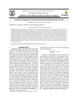 An Appraisal of Population Growth Rate Through ESDA in Bahawalpur District, Pakistan