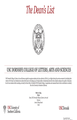 Usc Dornsife College of Letters, Arts and Sciences