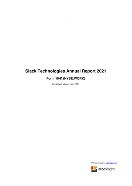 Slack Technologies Annual Report 2021