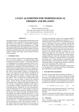 A Fast Algorithm for Morphological Erosion and Dilation