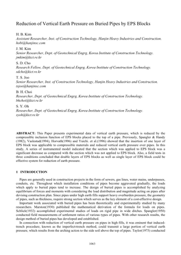 Reduction of Vertical Earth Pressure on Buried Pipes by EPS Blocks