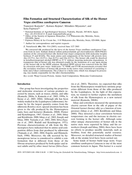 Film Formation and Structural Characterization of Silk of The