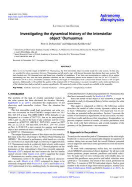 Investigating the Dynamical History of the Interstellar Object 'Oumuamua