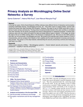 Privacy Analysis on Microblogging Online Social Networks: a Survey