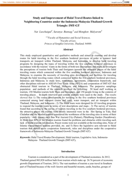 Study and Improvement of Halal Travel Routes Linked to Neighboring Countries Under the Indonesia-Malaysia-Thailand Growth Triangle: IMT-GT