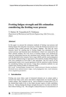 Fretting Fatigue Strength and Life Estimation Considering the Fretting Wear Process