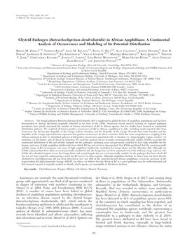 Chytrid Pathogen (Batrachochytrium Dendrobatidis) in African Amphibians: a Continental Analysis of Occurrences and Modeling of Its Potential Distribution