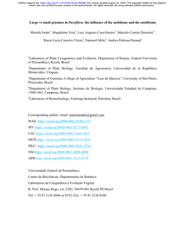 Large Vs Small Genomes in Passiflora: the Influence of the Mobilome and the Satellitome