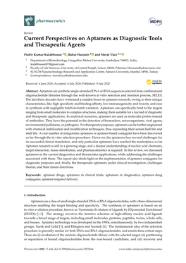 Current Perspectives on Aptamers As Diagnostic Tools and Therapeutic Agents
