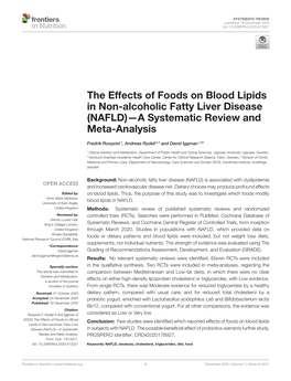 The Effects of Foods on Blood Lipids in Non-Alcoholic Fatty Liver Disease (NAFLD)—A Systematic Review and Meta-Analysis