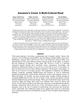 Assassin's Creed: a Multi-Cultural Read