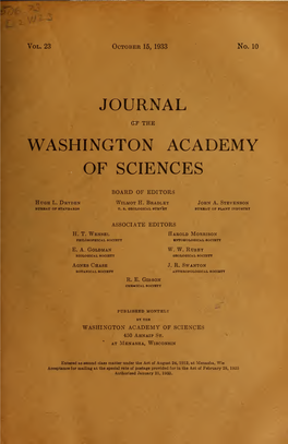 Journal of the Washington Academy of Sciences