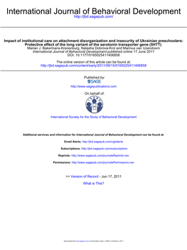 International Journal of Behavioral Development